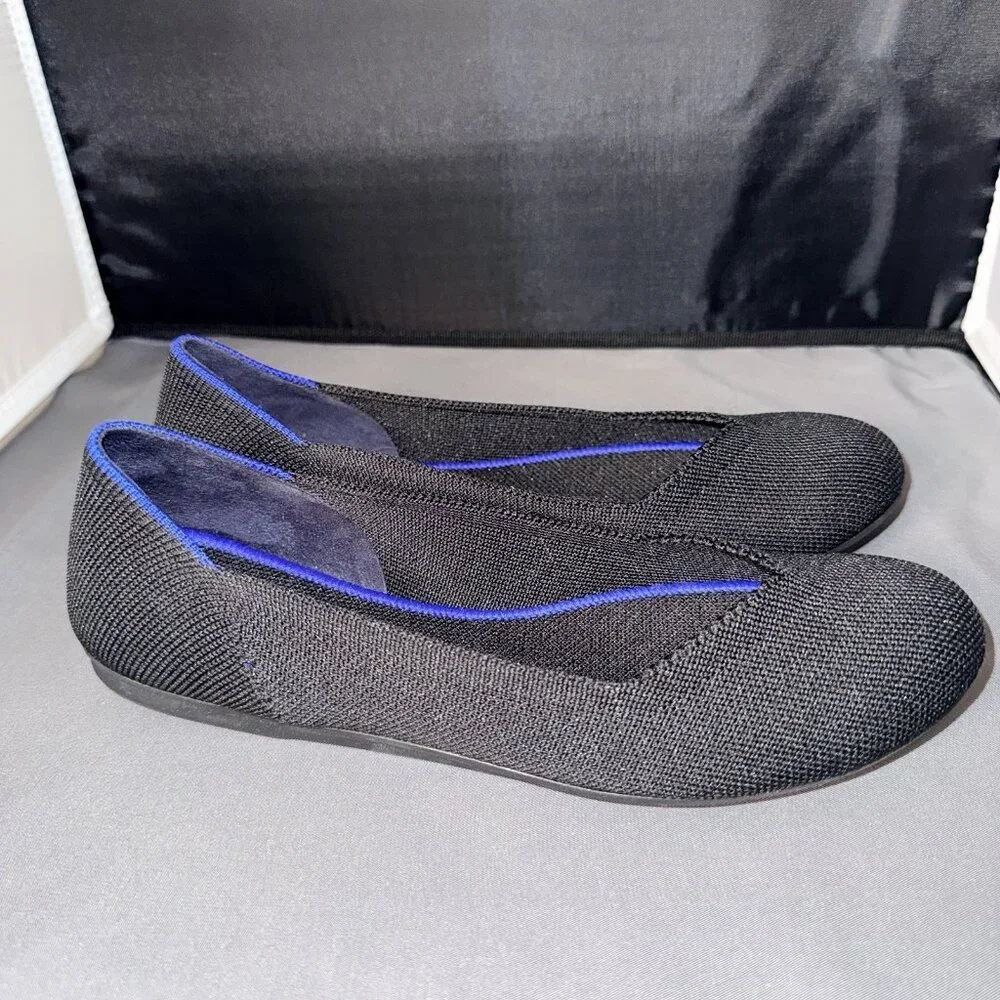Rothy's The Flat Round Toe Ballet Women’s Shoes Black Size 7 Washable Flexible - Picture 4 of 7